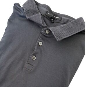 Robert Barakett Long Sleeve Polo Shirt Dark Gray Men's Size XL 100% Pima Cotton